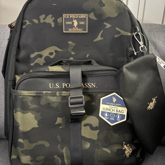U.S. Polo Assn. Camouflage Black and Green Men's Backpack - Picture 1 of 4